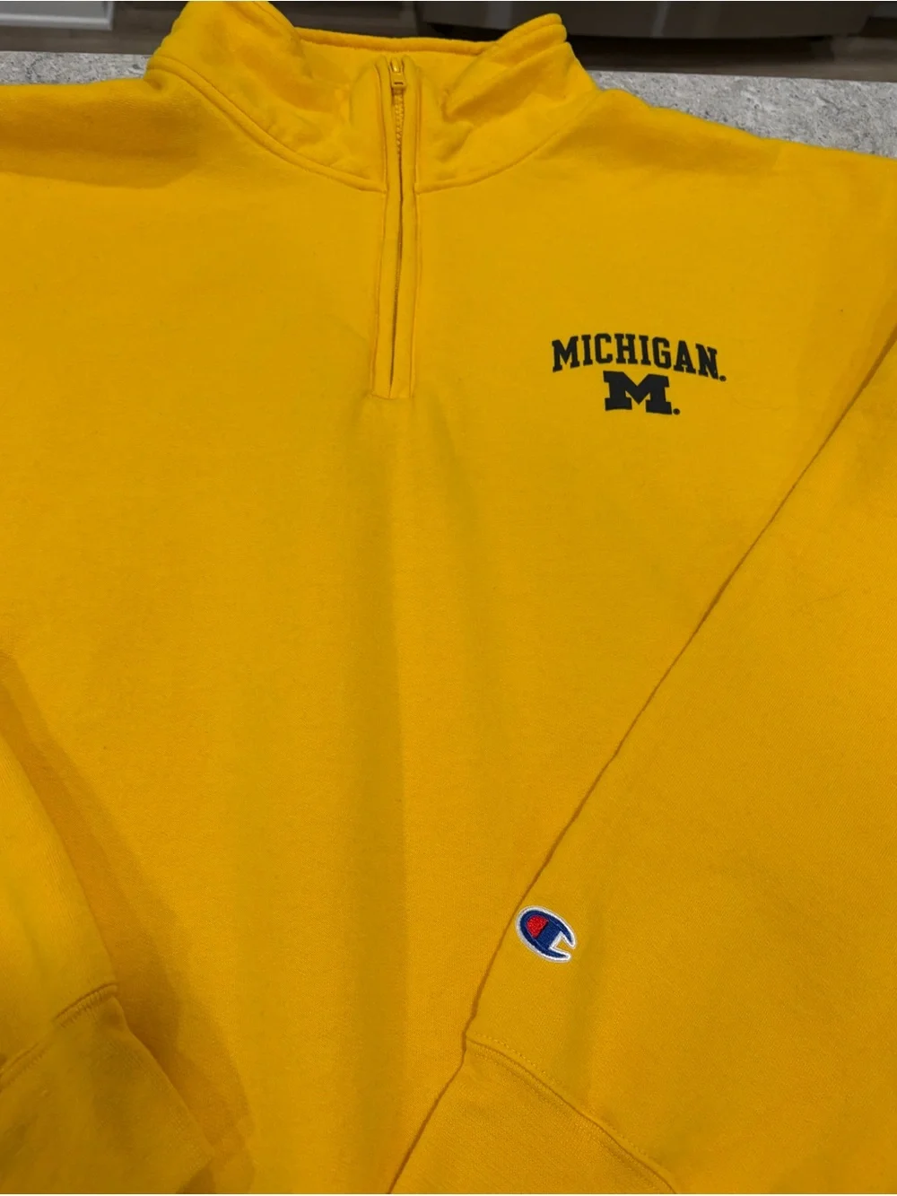 Michigan Wolverines Champion Quarter-Zip Sweatshirt - Yellow-XXL